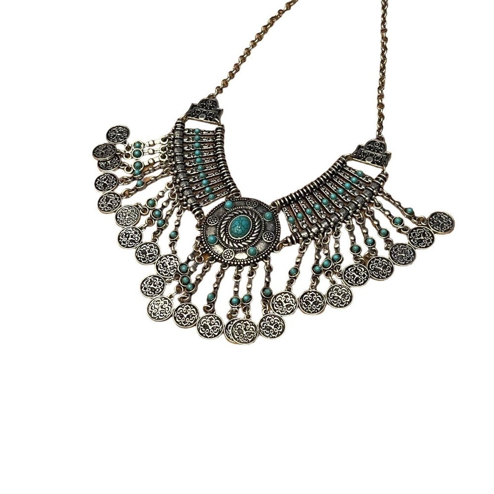 Faux Turquoise Silverstone Statement Necklace Sou… - image 2